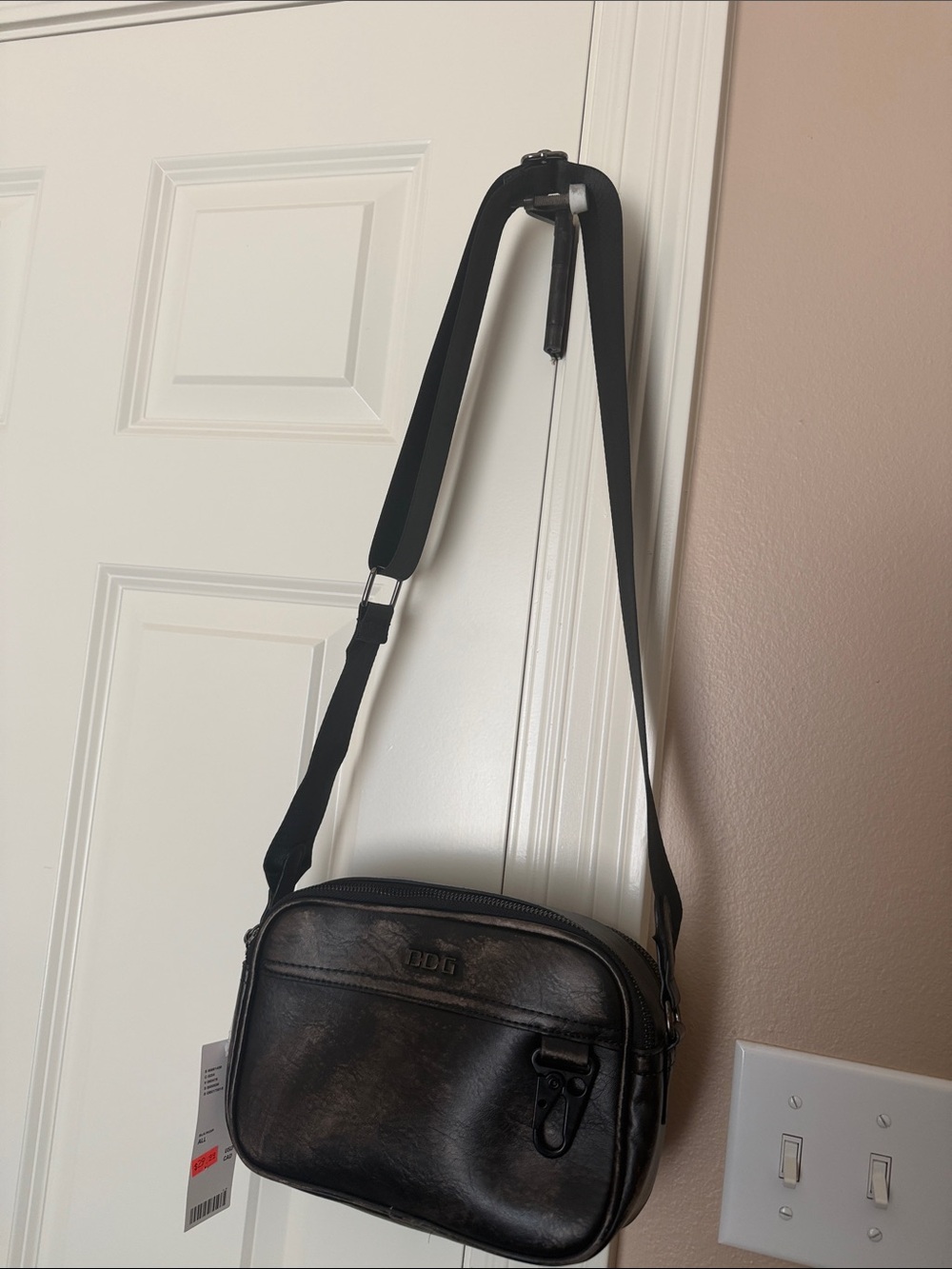 BDG Black Leatherette Messenger Crossbody